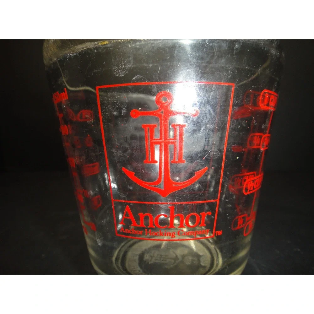 Anchor Hocking 1 Cup Glass Measuring Cup Red Markings 8oz 250ml Microwave Safe
